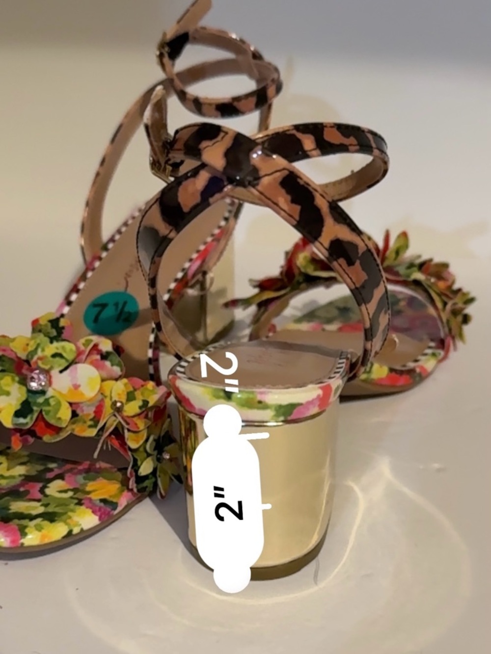 Betsey Johnson Floral Embellished Ankle-Strap Block Heel Sandals - Multicolor - Picture 9 of 10